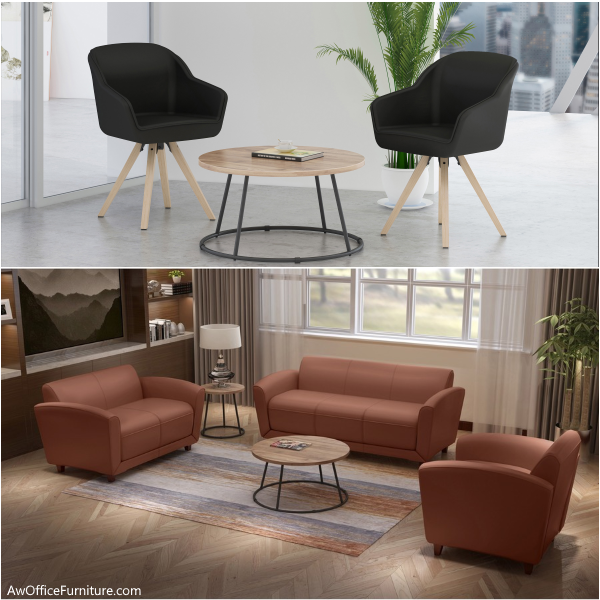 Walnut Round End Table Occasional Table Black Base