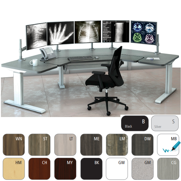 Dual Powered Radiology All in One Height Adjustable Workstation