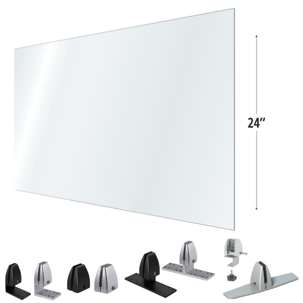 24" Tall Clear Acrylic Plexiglass Desk Privacy Shield 24" 30" 36"W
