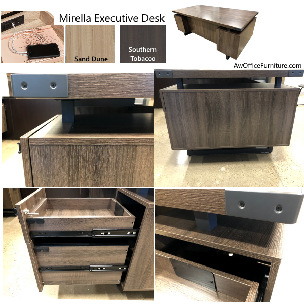 Safco Mirella Executive Desk Dark Accents Residential Look