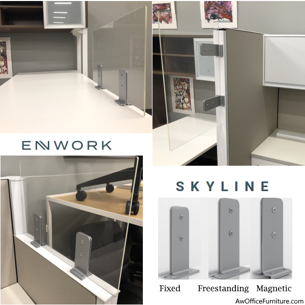 Enwork Skyline Cubicle Topper Plexiglass Screen Mount 24"H