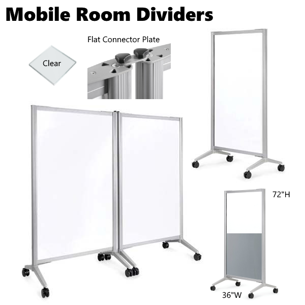 Office Source Spry Mobile Clear Acrylic Office Panel | 6'H x 4'