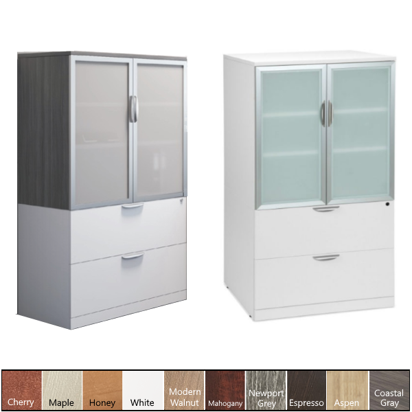 PL Hybrid Filing Storage Frosted Glass Door Storage