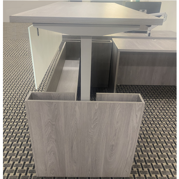Ultra Premium Height Adjustable Executive Desk Grey Oak