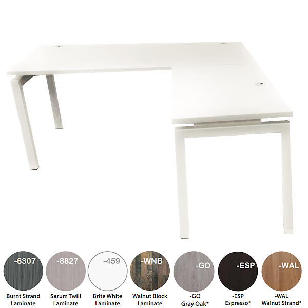 White L-Shaped Desk with Steel Legs