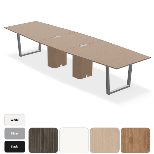 13' trapezoid conference table with cabinet bases