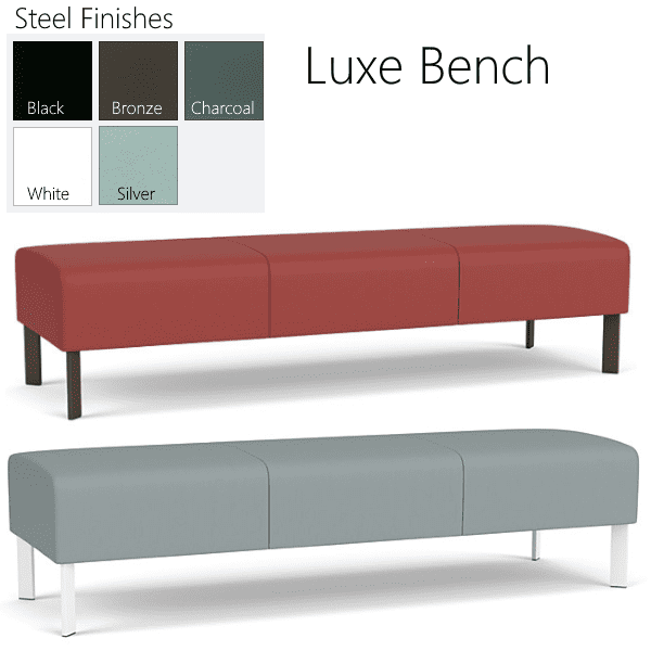 Luxe 3 Seater Bench Lesro Steel Finishes for Leg Base
