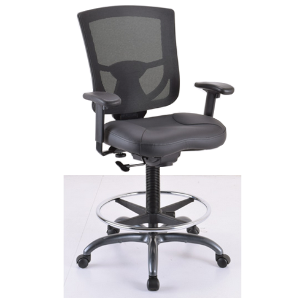 mesh back leather task stool - office stool