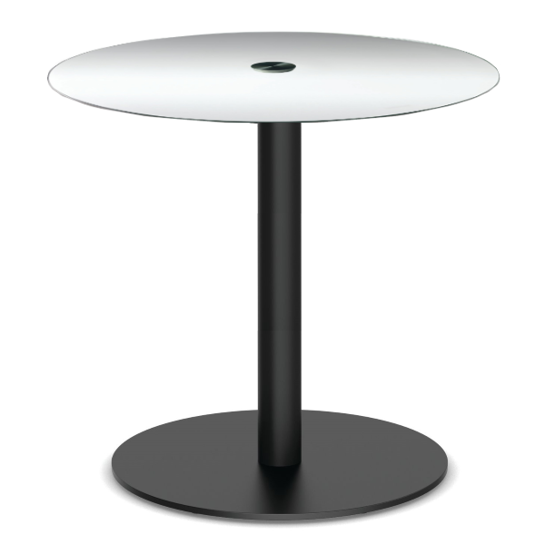 Round Glass Bar Height Table Platform Base Matte Black