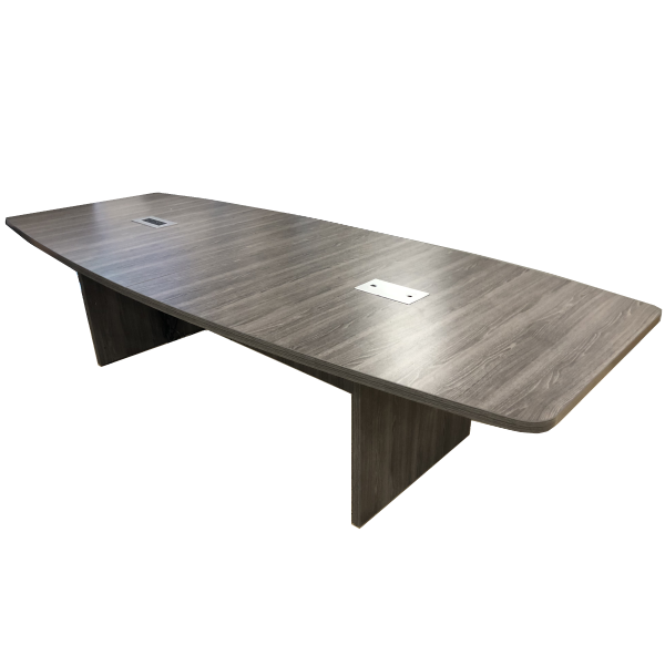 10' boat shaped conference table with panel legs