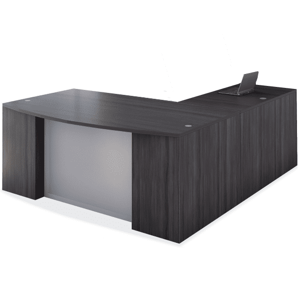 Bow Step Glass Front L-Desk