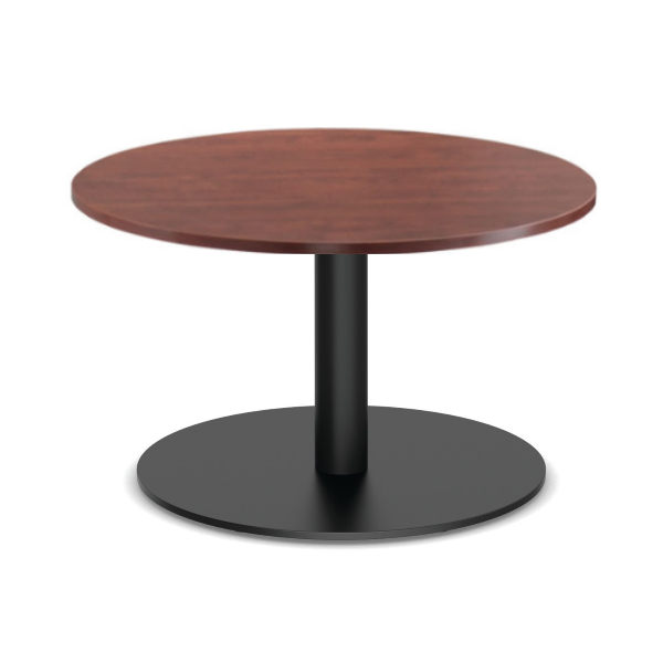 round end table with black disc base