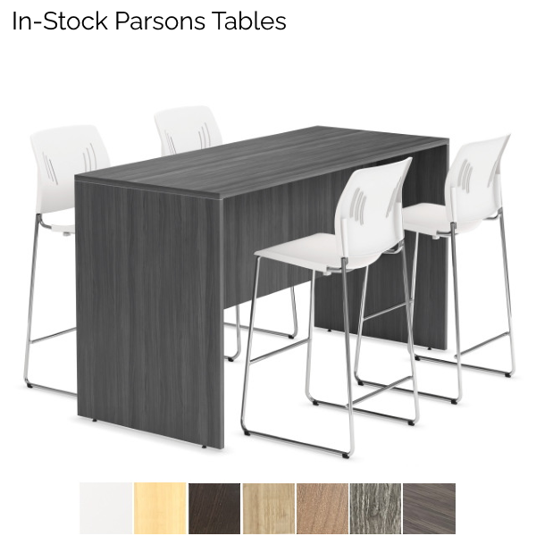 Gray Parsons Table with Stools