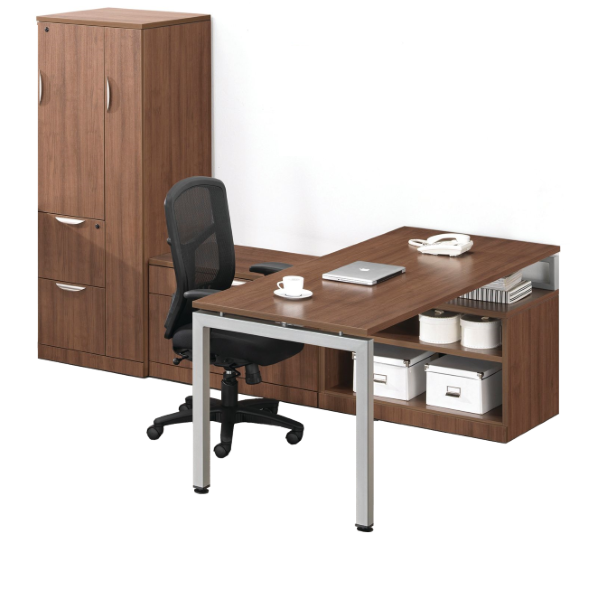 L-Desk with Storage Tower