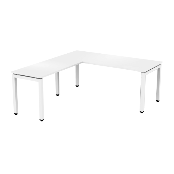 White Steel U-Leg L-Shaped Desk