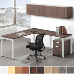 L-Desk with Wall Mount Door Hutch Set
