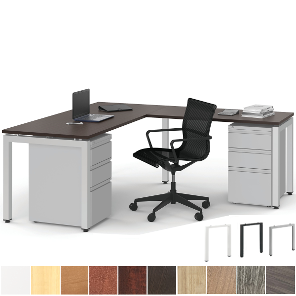 Performance LShape Desk ULegs Double Pedestal Desk