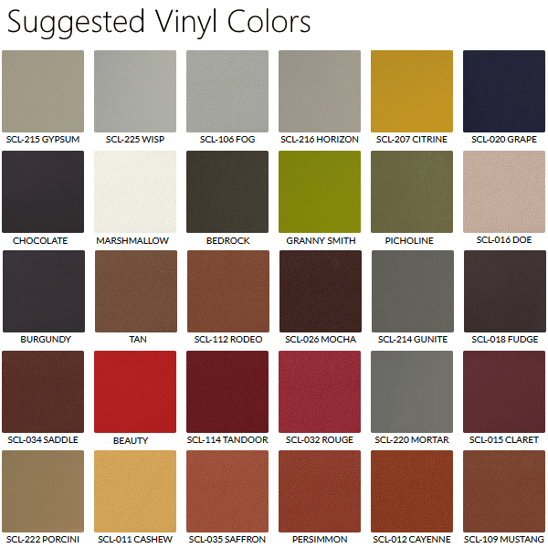 Suggested Vinyl Color Finishes