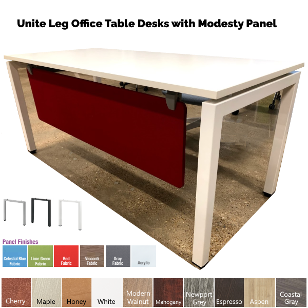 Steel U Leg Desk with Fabric Modesty Panel