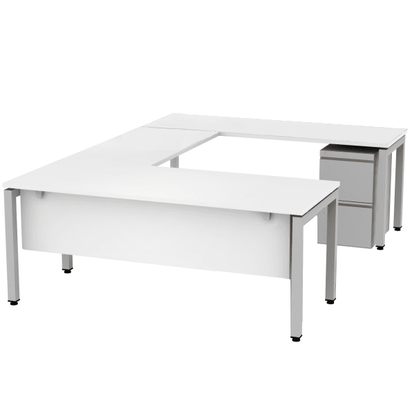 Single Pedestal Steel U-Desk
