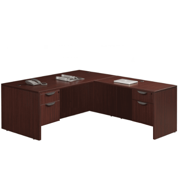 66" L-Desk with 2 pedestals