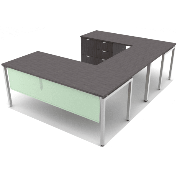 Steel U-Leg Desk with Acrylic Modesty Panel