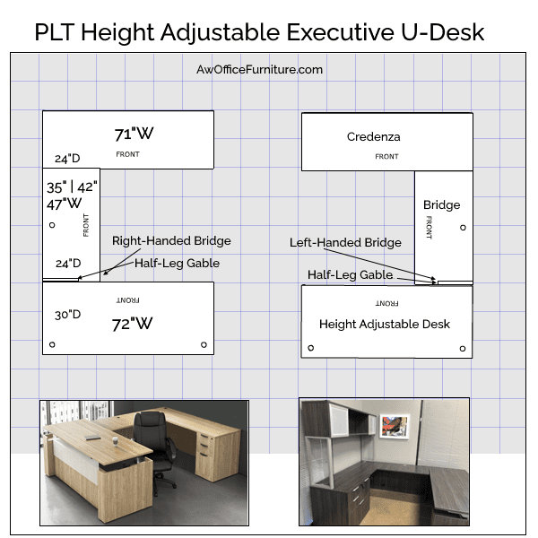 2D Height Adjustable U-Desk Footprint