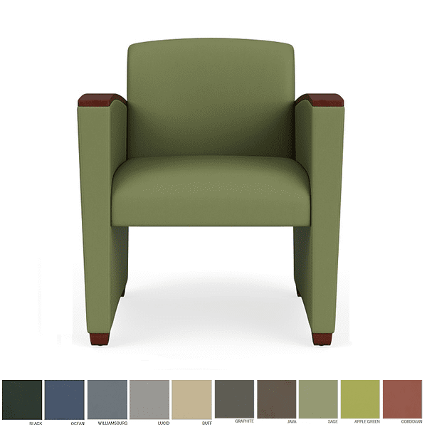 Sage Vinyl Guest Chair with Wood Arms