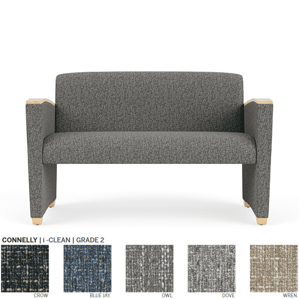 Fabric Loveseat with Wood Arms