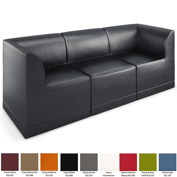 Modular 3-Seat Sofa - Black Leather
