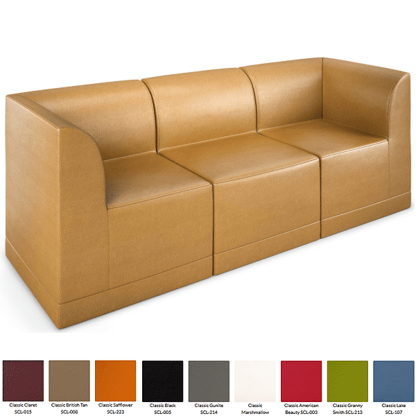 Modular Office Sofa - Beige Tan Leather