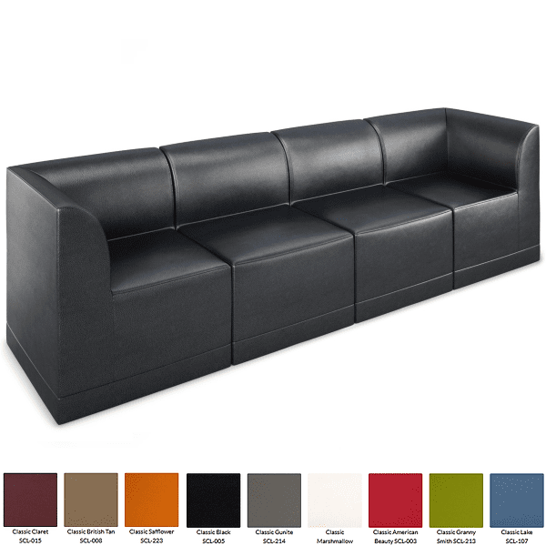 Large Modular Leather Sofa - black