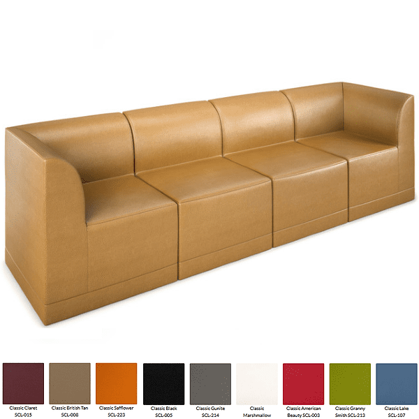 Large Modular Leather Sofa - tan