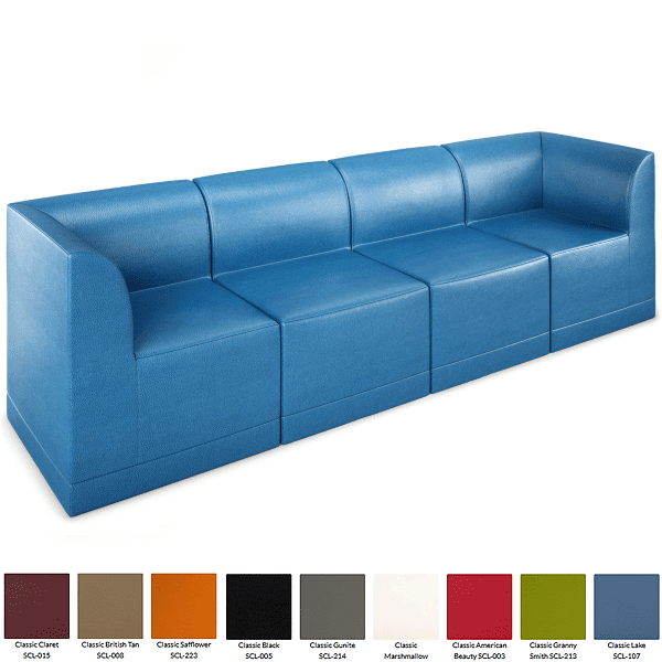 Large Modular Leather Sofa - blue