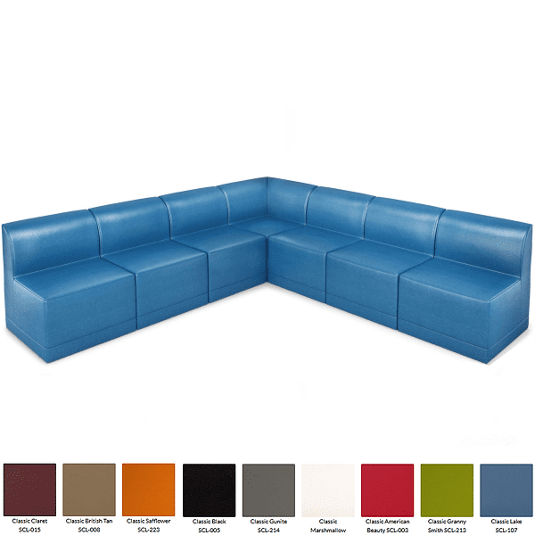 Modular L-Shaped Sofa - Blue Leather