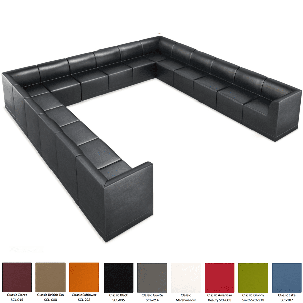 U-Shaped Sofa for 14 - black