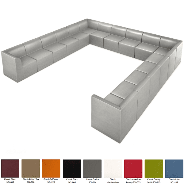 U-Shaped Sofa for 14 - Gray