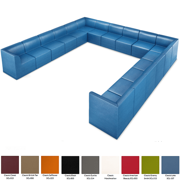 U-Shaped Blue Sofa for 14 -