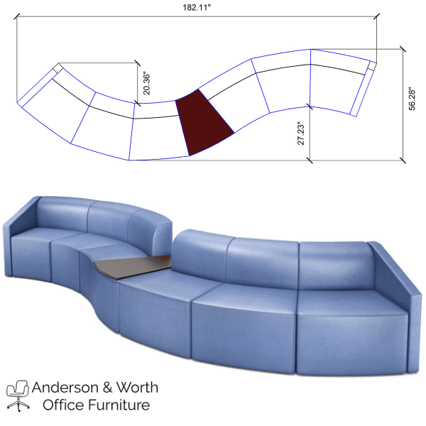 Curved Reception Hospitality Public Seating dimensions