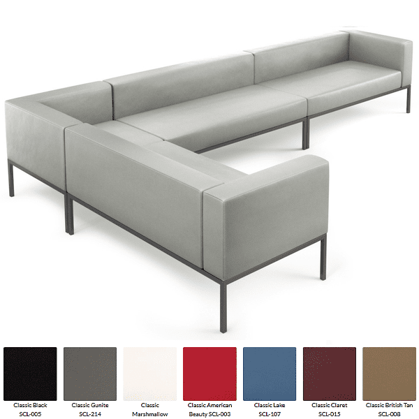 Modular L-Shaped Soft Seating - Lobby - Gray Leather