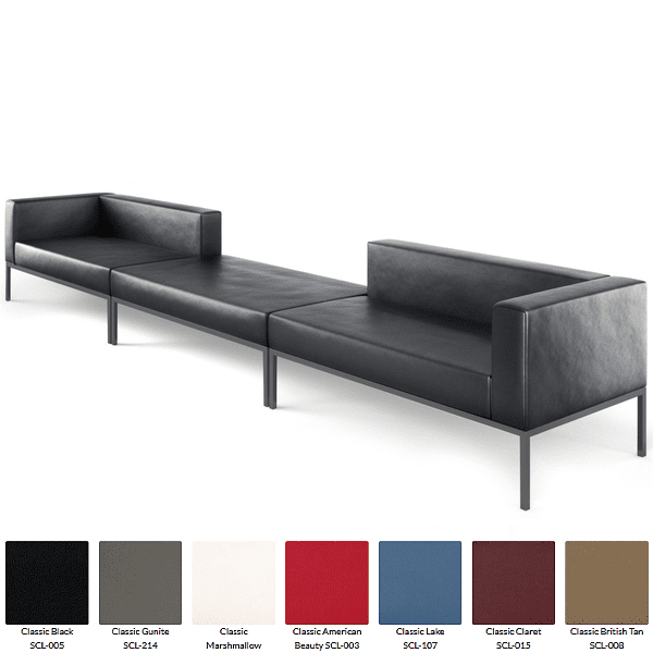Modular Extra Long Sofa - 3-Piece - Black Leather