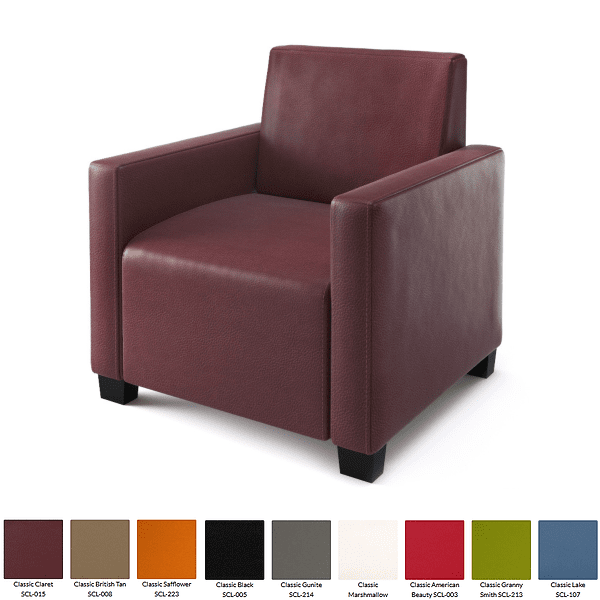 maroon leather armchair