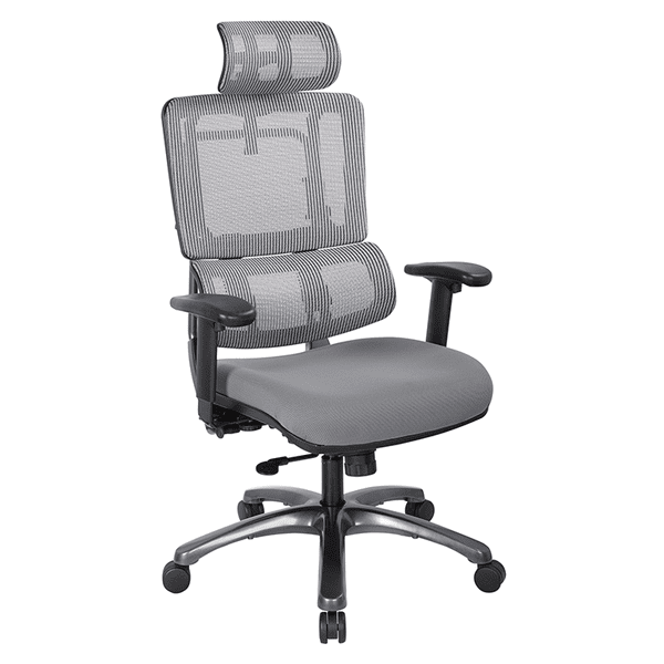 Vertical Mesh High Back Task Chair with Headrest - Silver