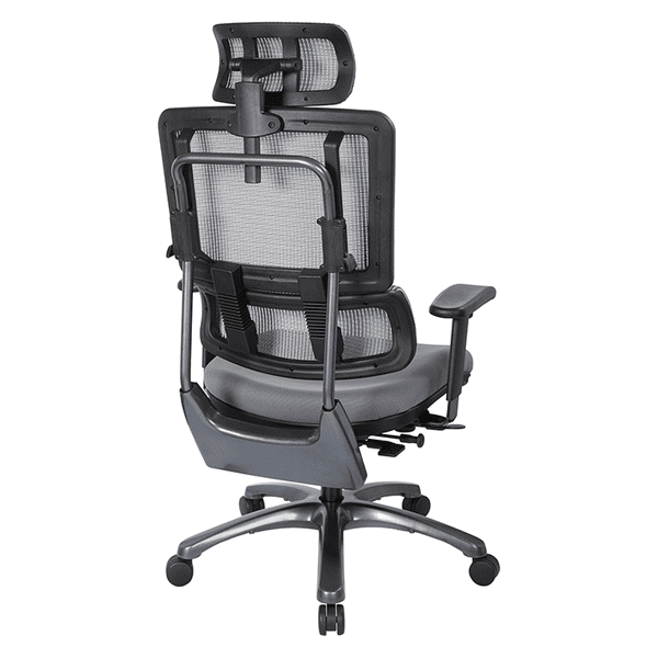 Vertical Mesh High Back Task Chair with Headrest - Silver - back