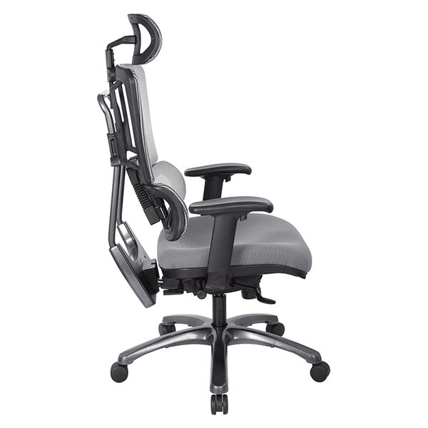 Vertical Mesh High Back Task Chair with Headrest - Silver