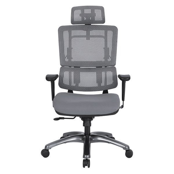 Vertical Mesh High Back Task Chair with Headrest - Silver - front