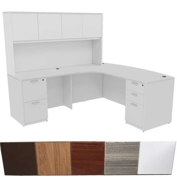 Bow Front L-Desk and Door Hutch