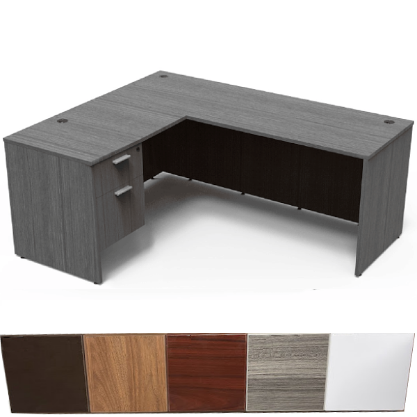 Executive L-Desk with 2-Drawer Box/File