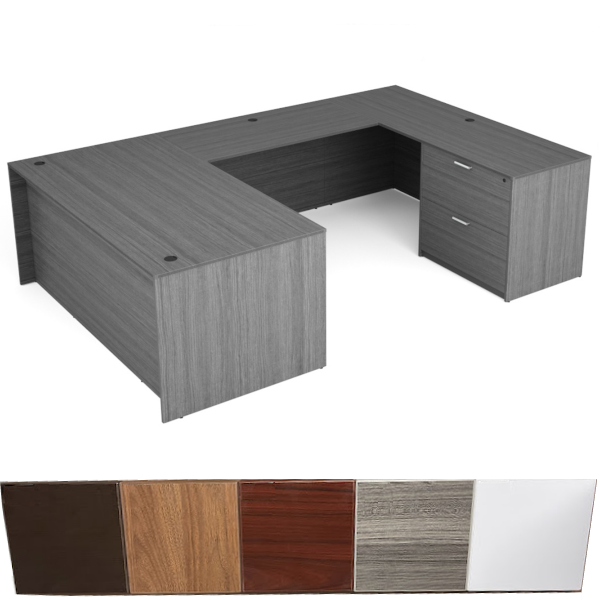 U-Shaped Desk with Lateral File Credenza
