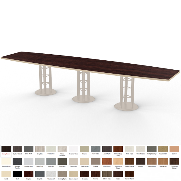 boat shaped conference table 12' x 3'